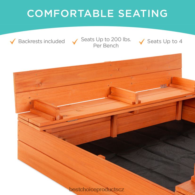 Best Choice Products dětské cedrové pískoviště s pískovou zástěnou, 2 lavice hračka a hra | hnědý FF2286516