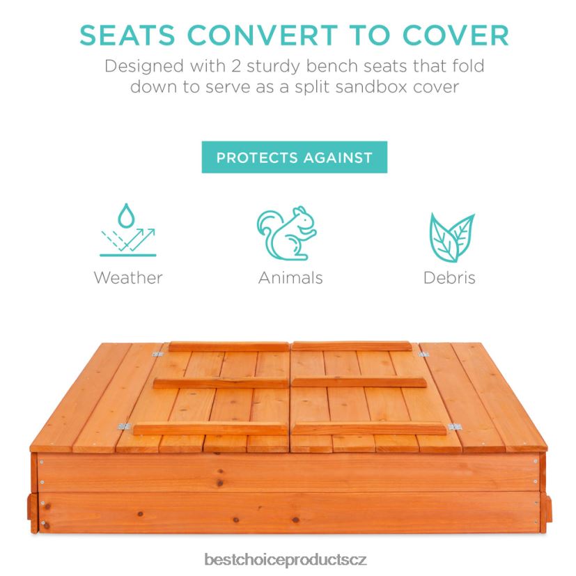 Best Choice Products dětské cedrové pískoviště s pískovou zástěnou, 2 lavice hračka a hra | hnědý FF2286516