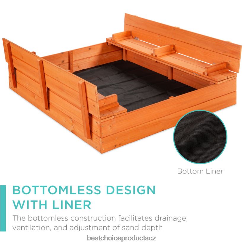 Best Choice Products dětské cedrové pískoviště s pískovou zástěnou, 2 lavice hračka a hra | hnědý FF2286516