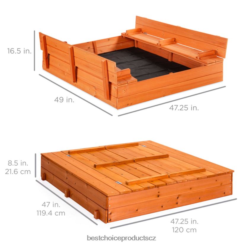 Best Choice Products dětské cedrové pískoviště s pískovou zástěnou, 2 lavice hračka a hra | hnědý FF2286516