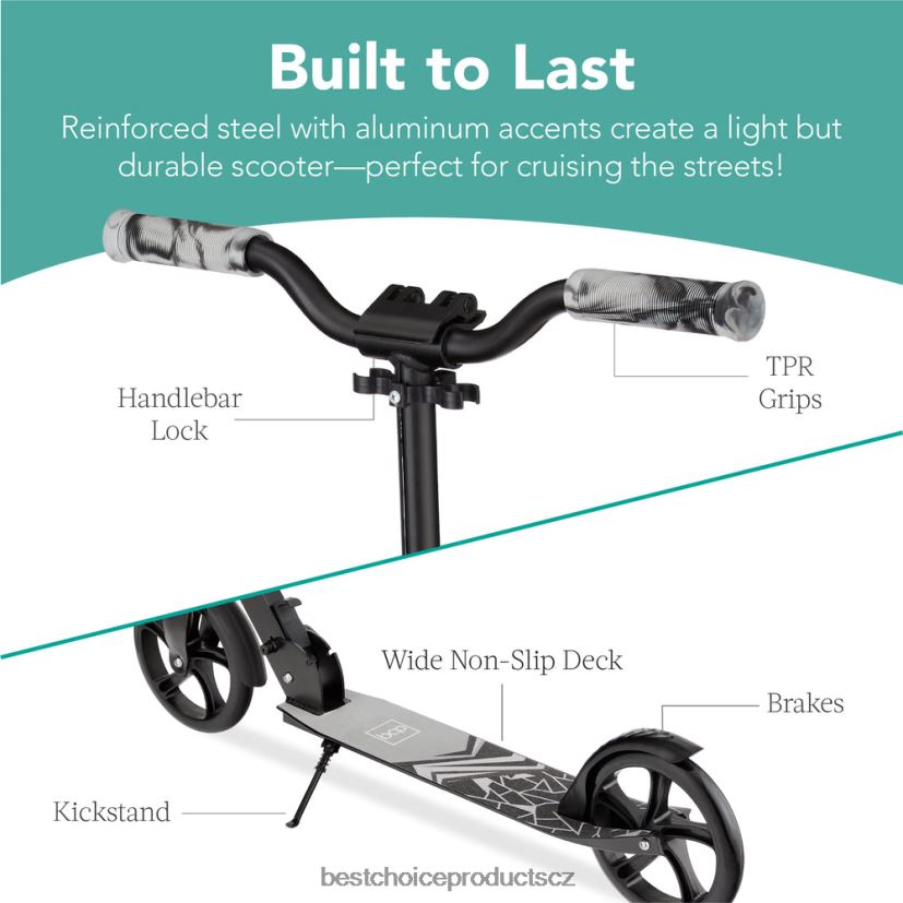 Best Choice Products dětská výškově nastavitelná koloběžka s popruhem na přenášení, protiskluzová deska hračka a hra | Černá FF2286478