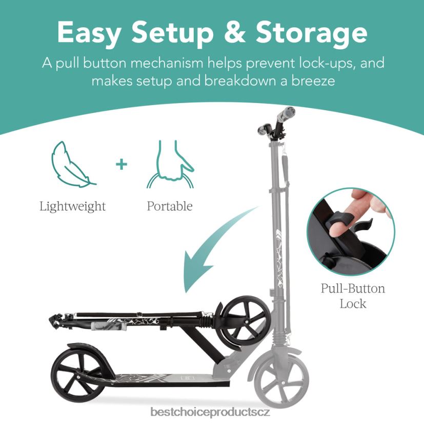 Best Choice Products dětská výškově nastavitelná koloběžka s popruhem na přenášení, protiskluzová deska hračka a hra | Černá FF2286478