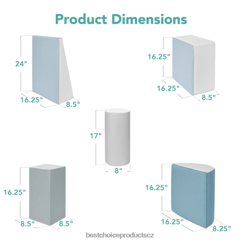 Best Choice Products 5dílná dětská herní sada s měkkými pěnovými tvary pro lezení a plazení hračka a hra | modrý FF2286311