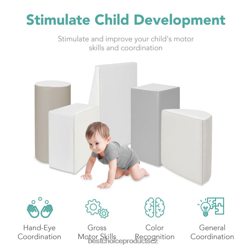 Best Choice Products 5dílná dětská herní sada s měkkými pěnovými tvary pro lezení a plazení hračka a hra | neutrální FF2286312