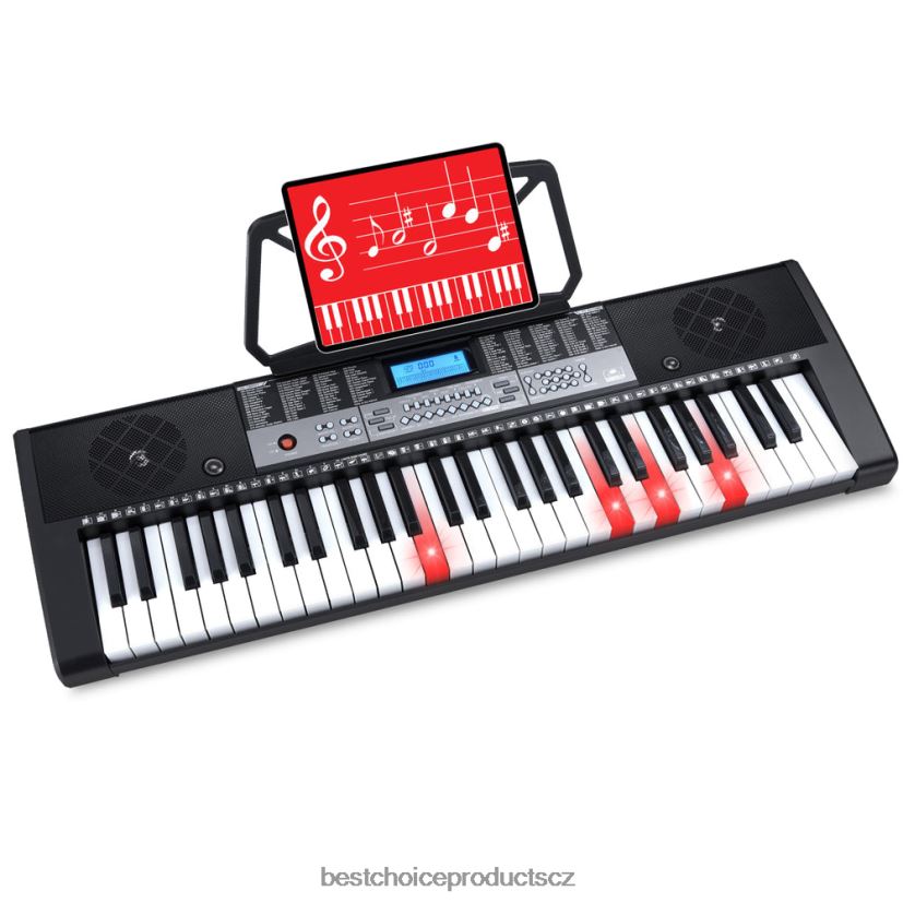 Best Choice Products 54klávesová sada elektronického klavíru pro začátečníky s osvětlenými klávesami, LCD obrazovkou hudební nástroje | Černá FF22861138