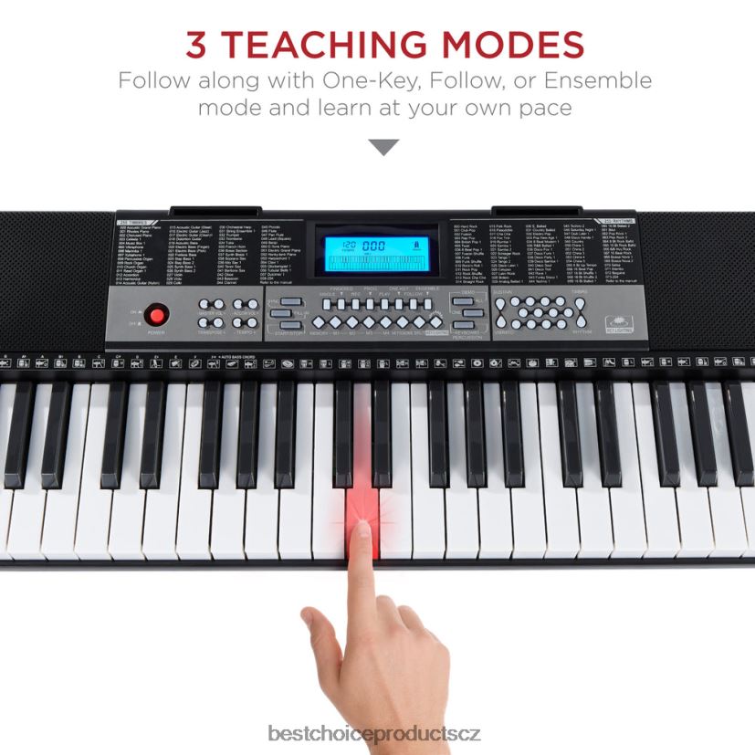 Best Choice Products 54klávesová sada elektronického klavíru pro začátečníky s osvětlenými klávesami, LCD obrazovkou hudební nástroje | Černá FF22861138