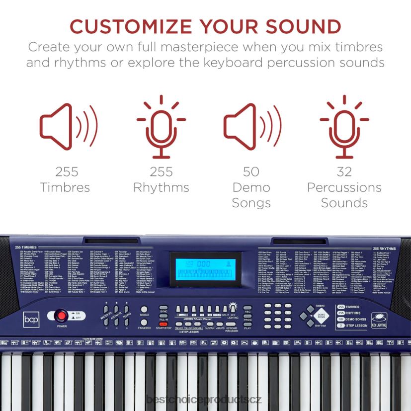 Best Choice Products 61-klávesová začátečnická elektronická klavírní sada s osvětlenými klávesami, sluchátka hudební nástroje | modrý FF22861132