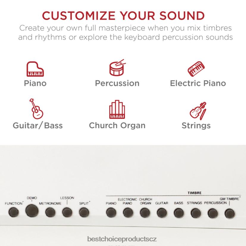 Best Choice Products Sada digitálního piana s 88 klávesami s polovyváženými klávesami, stojan, sustain pedál hudební nástroje | bílý FF22861130