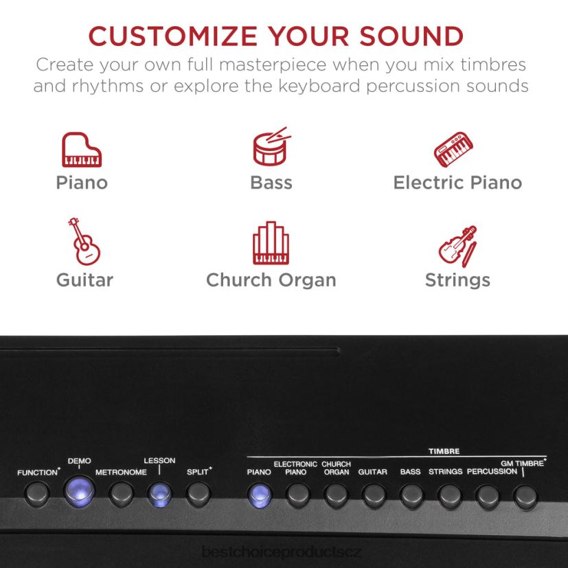 Best Choice Products Sada digitálního piana s 88 klávesami s polovyváženými klávesami, stojan, sustain pedál hudební nástroje | Černá FF22861129