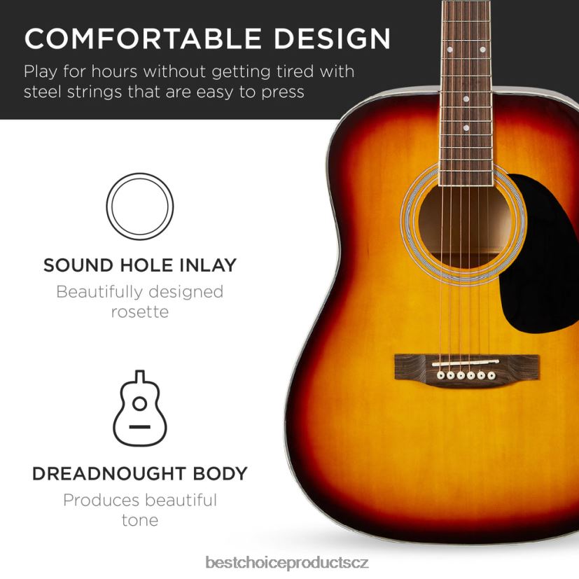 Best Choice Products Startovací sada pro akustickou kytaru 41 palců s digitální ladičkou, polstrované pouzdro, trsátka, popruh hudební nástroje | svit slunce FF22861073