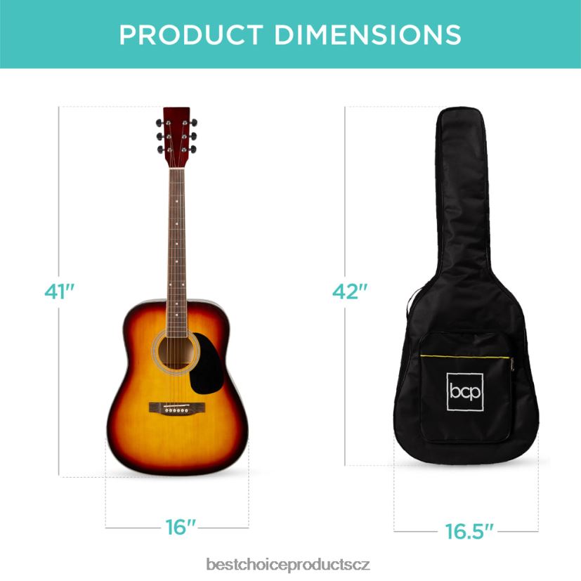 Best Choice Products Startovací sada pro akustickou kytaru 41 palců s digitální ladičkou, polstrované pouzdro, trsátka, popruh hudební nástroje | svit slunce FF22861073