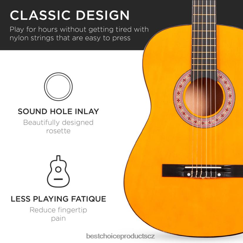 Best Choice Products Začátečnická akustická kytara s pouzdrem, popruhem, digitální ladičkou, strunami hudební nástroje | přírodní FF22861117