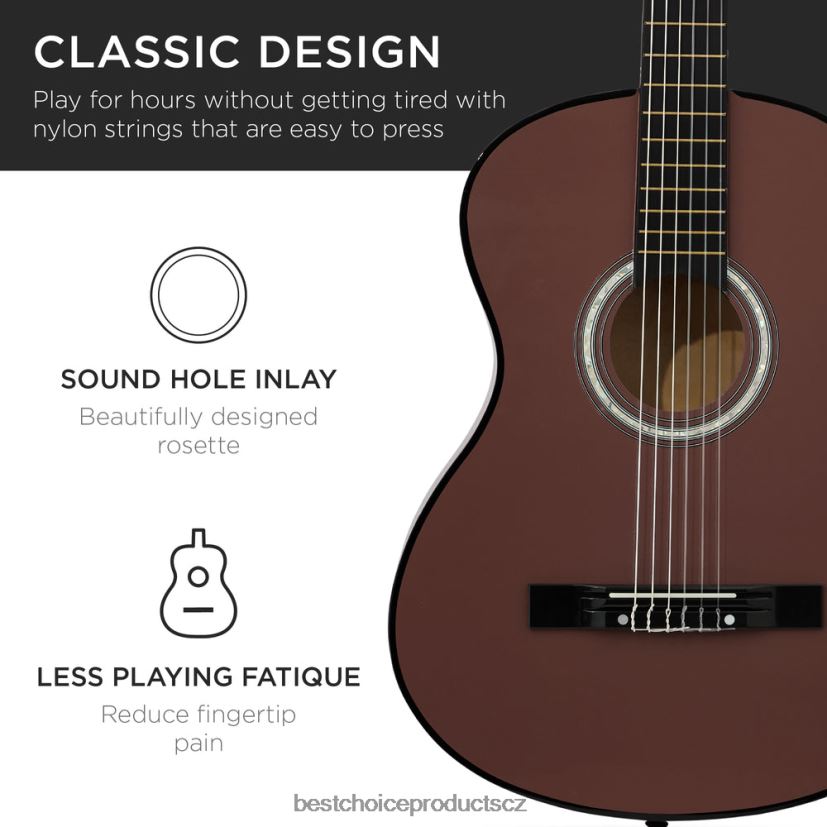 Best Choice Products Začátečnická akustická kytara s pouzdrem, popruhem, digitální ladičkou, strunami hudební nástroje | tmavě hnědá FF22861119