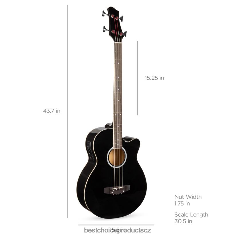 Best Choice Products akustická elektrická baskytara s ekvalizérem, truss tyč hudební nástroje | Černá FF22861144