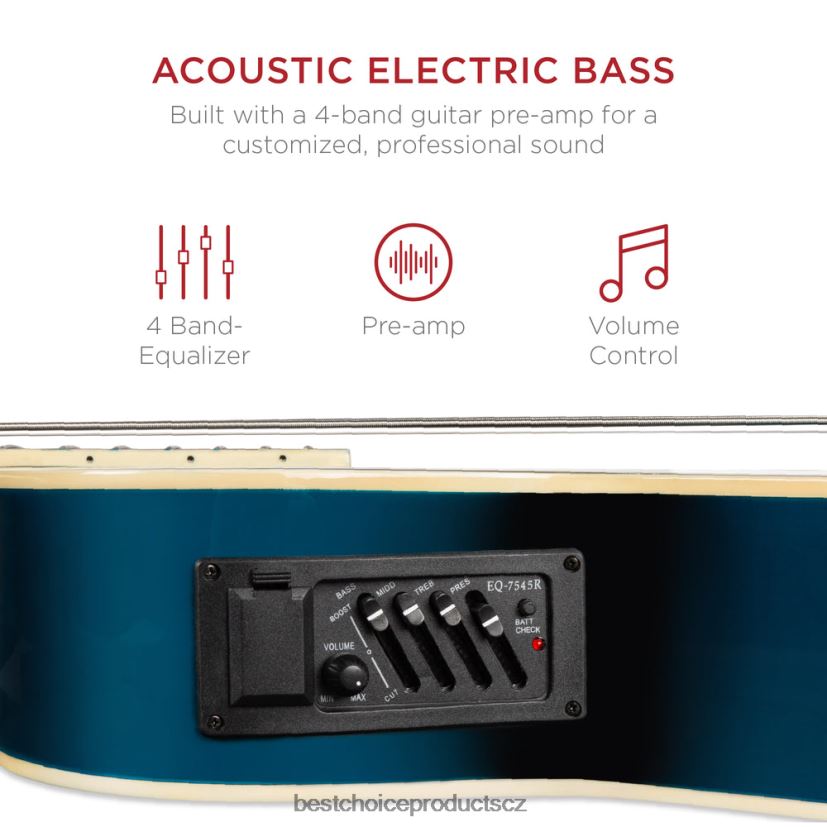 Best Choice Products akustická elektrická baskytara s ekvalizérem, truss tyč hudební nástroje | modrý FF22861143