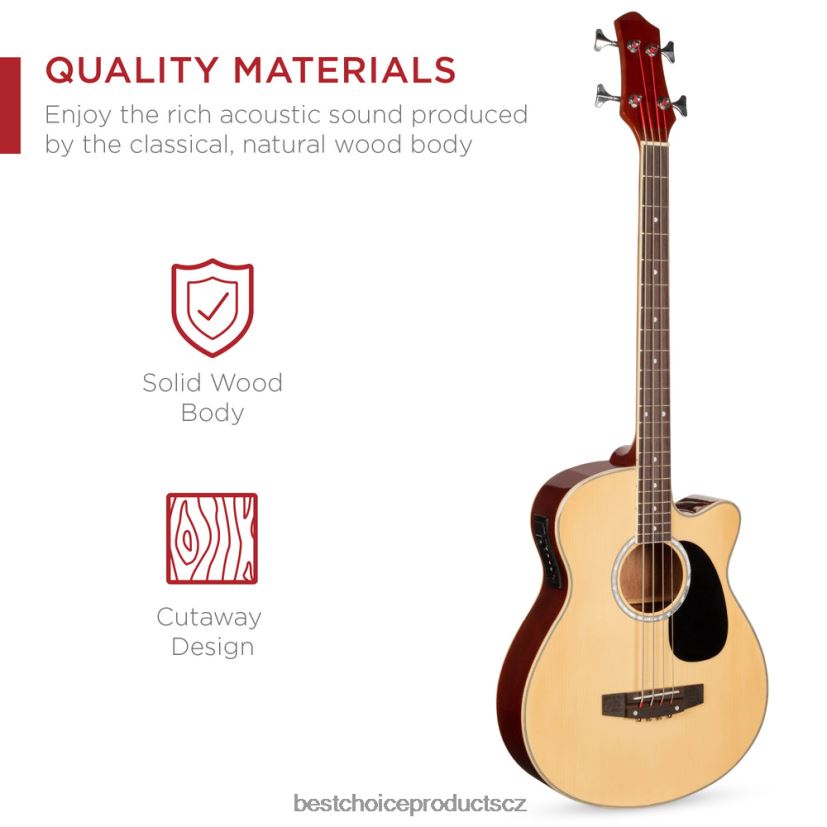 Best Choice Products akustická elektrická baskytara s ekvalizérem, truss tyč hudební nástroje | přírodní FF22861145