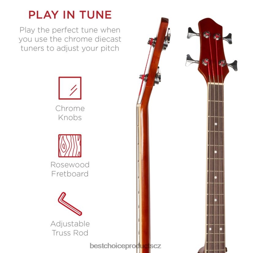Best Choice Products akustická elektrická baskytara s ekvalizérem, truss tyč hudební nástroje | přírodní FF22861145