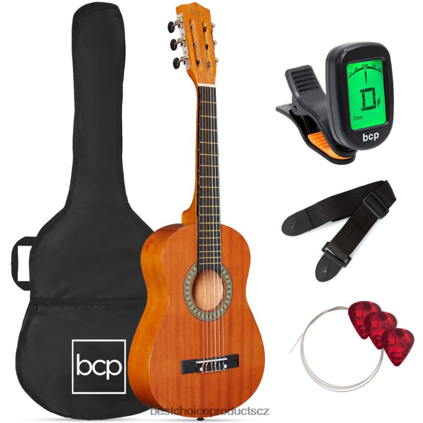 Best Choice Products dětská akustická kytara začátečnická sada s přenosným pouzdrem hudební nástroje | přírodní mahagon FF22861045