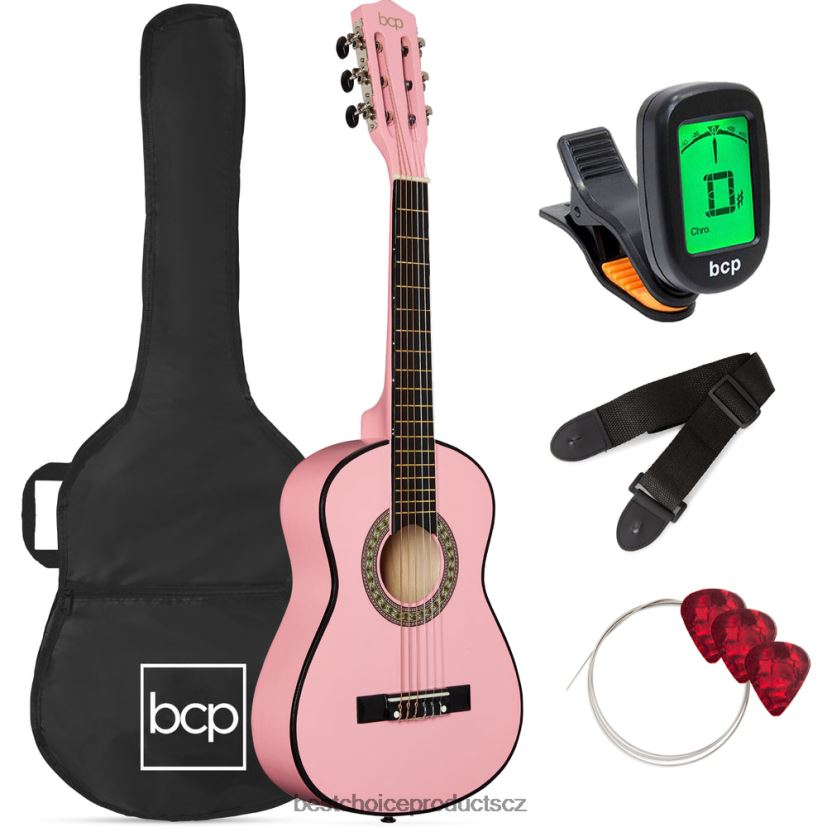 Best Choice Products dětská akustická kytara začátečnická sada s přenosným pouzdrem hudební nástroje | růžový FF22861039
