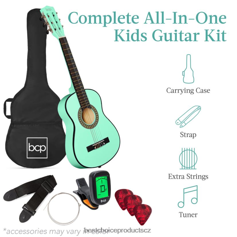 Best Choice Products dětská akustická kytara začátečnická sada s přenosným pouzdrem hudební nástroje | socální zelená FF22861040