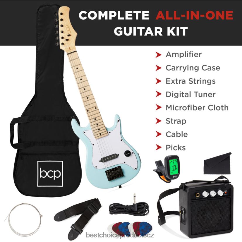 Best Choice Products dětská začátečnická elektrická kytara s 5W zesilovačem hudební nástroje | Modrý prášek FF22861088