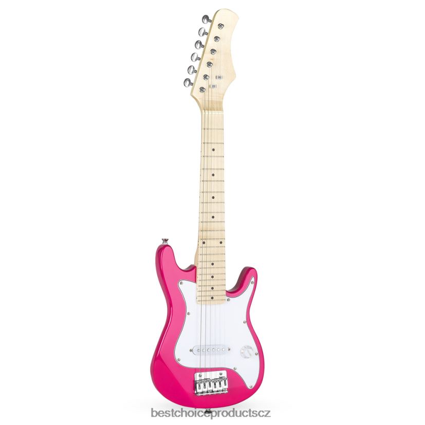Best Choice Products dětská začátečnická elektrická kytara s 5W zesilovačem hudební nástroje | bílá/růžová FF22861084