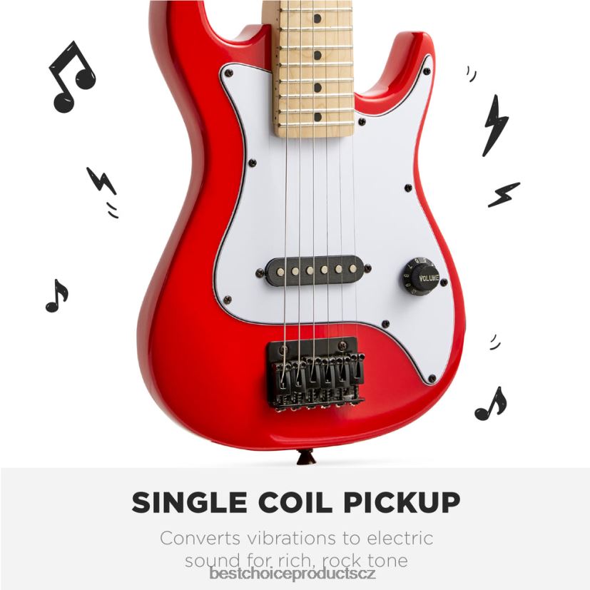 Best Choice Products dětská začátečnická elektrická kytara s 5W zesilovačem hudební nástroje | kovově červená FF22861086