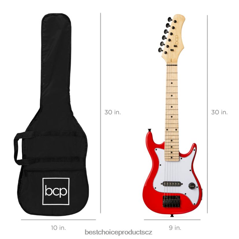 Best Choice Products dětská začátečnická elektrická kytara s 5W zesilovačem hudební nástroje | kovově červená FF22861086