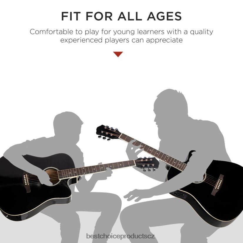 Best Choice Products začátečnická akustická elektrická kytara s výřezem, pouzdrem, popruhem hudební nástroje | Černá FF22861094