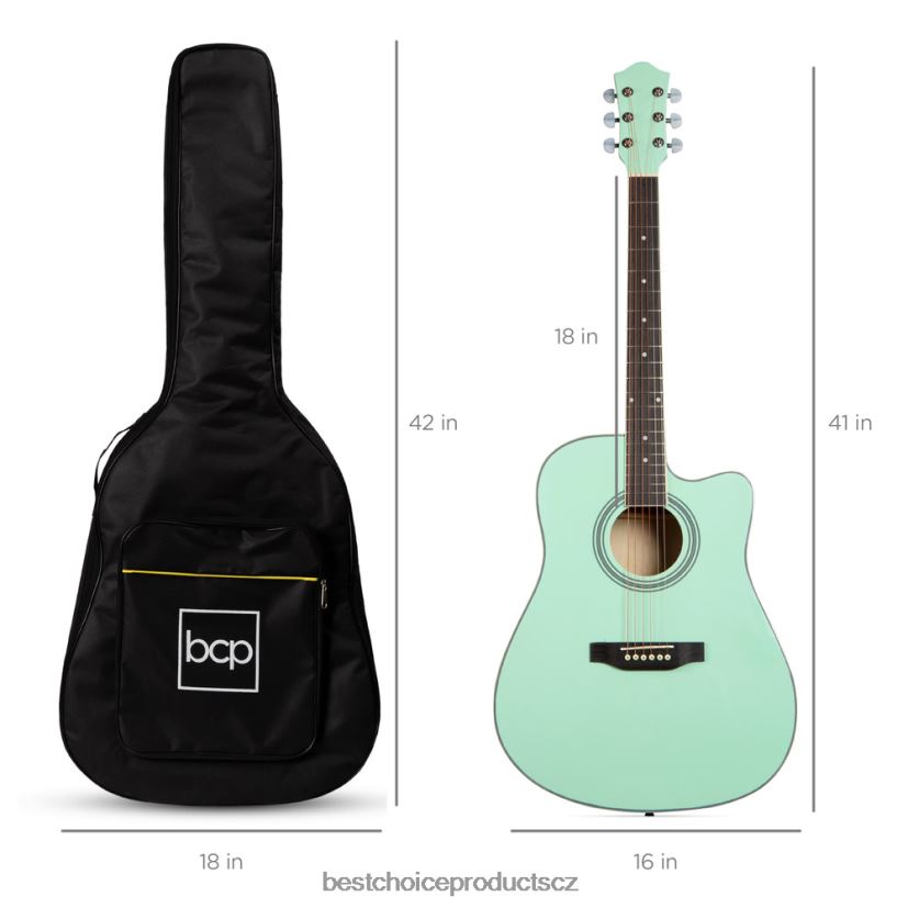 Best Choice Products začátečnická akustická kytara v plné velikosti s pouzdrem, popruhem, kapodasterem hudební nástroje | socální zelená FF22861070