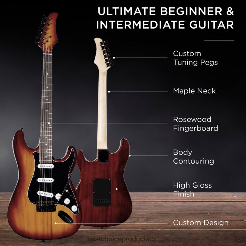Best Choice Products začátečnická sada elektrické kytary s pouzdrem, 10w zesilovač, tremolo bar hudební nástroje | bourbon FF22861104
