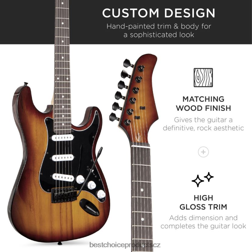 Best Choice Products začátečnická sada elektrické kytary s pouzdrem, 10w zesilovač, tremolo bar hudební nástroje | bourbon FF22861104