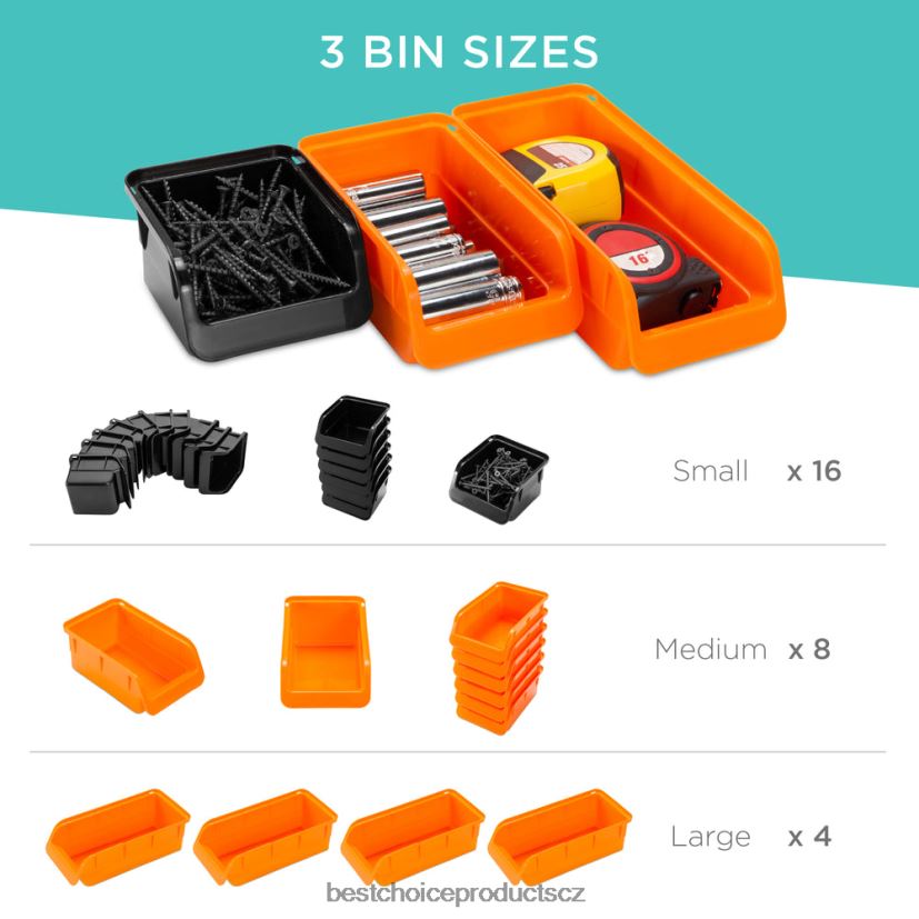 Best Choice Products 44dílný nástěnný garážový regál, organizér na nářadí doplněk černá/oranžová FF22861176