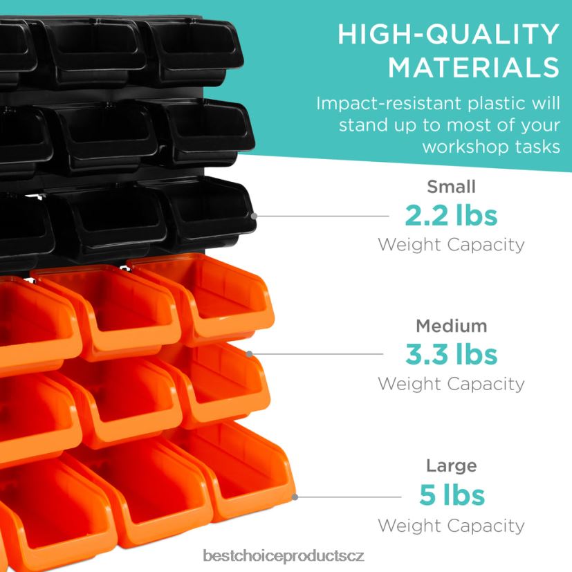 Best Choice Products 44dílný nástěnný garážový regál, organizér na nářadí doplněk černá/oranžová FF22861176
