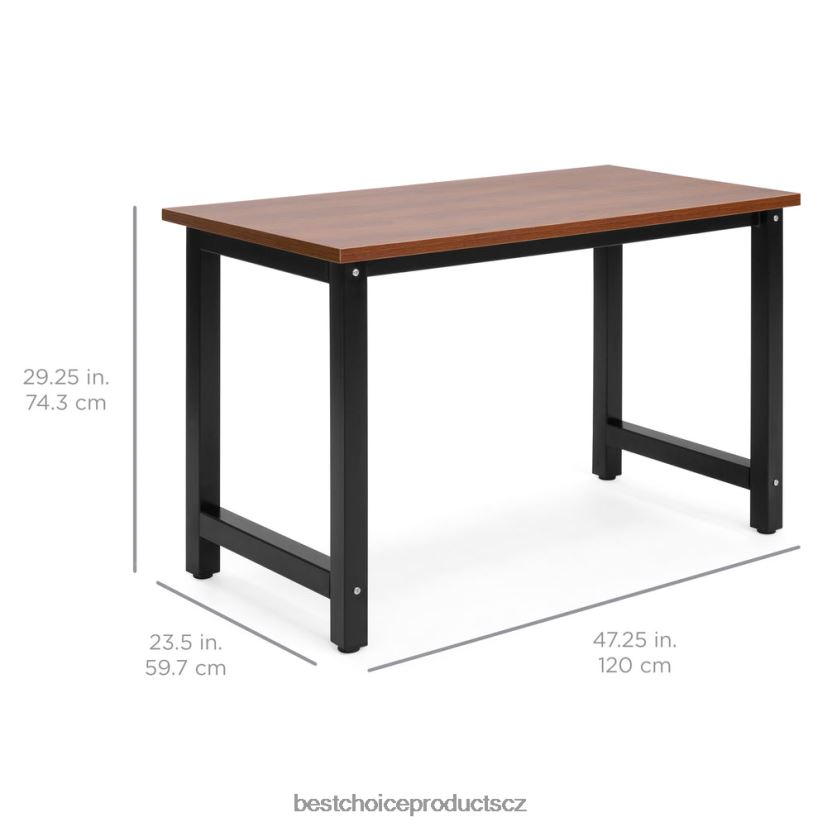 Best Choice Products 47,25 x 23,5 palce domácí kancelářský počítačový stůl pracovní stůl s nastavitelnými nohami doplněk hnědý FF22861274