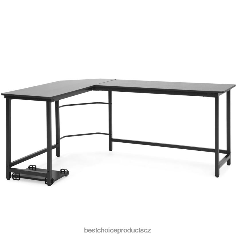 Best Choice Products moderní rohový počítačový stolní stůl ve tvaru l pracovní stanice se stojanem na cpu doplněk Černá FF2286364