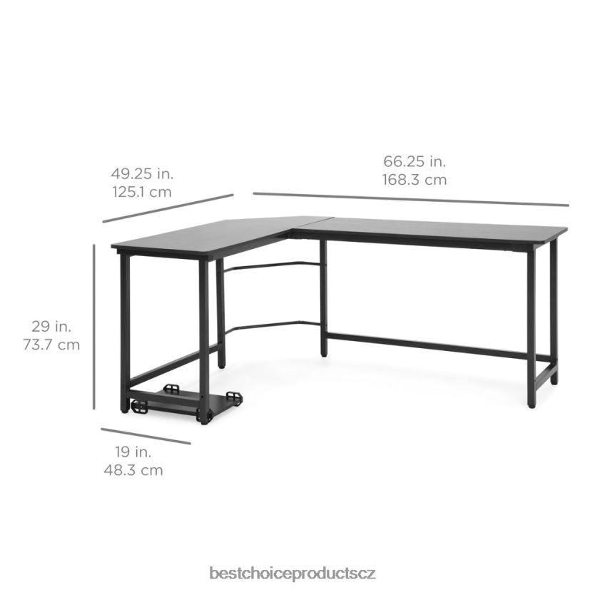 Best Choice Products moderní rohový počítačový stolní stůl ve tvaru l pracovní stanice se stojanem na cpu doplněk Černá FF2286364