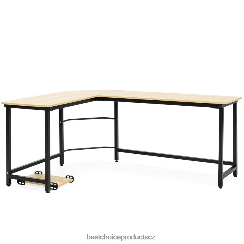 Best Choice Products moderní rohový počítačový stolní stůl ve tvaru l pracovní stanice se stojanem na cpu doplněk hnědý FF2286363