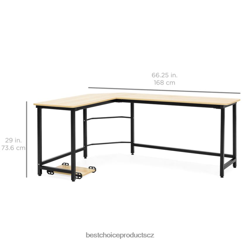 Best Choice Products moderní rohový počítačový stolní stůl ve tvaru l pracovní stanice se stojanem na cpu doplněk hnědý FF2286363