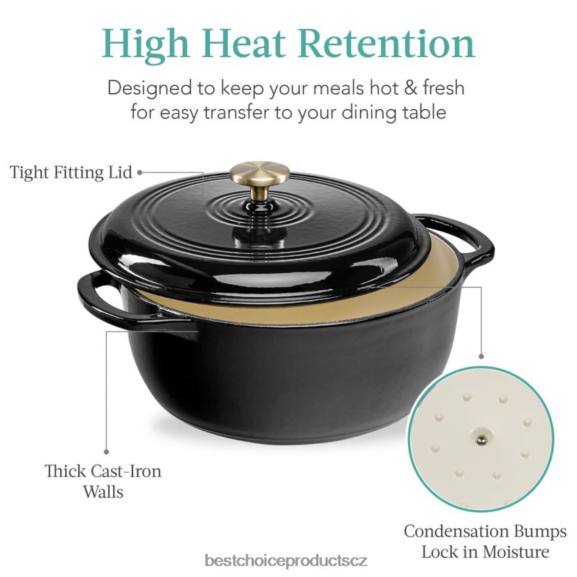 Best Choice Products litinové kuchyňské nádobí pro holandskou troubu se smaltem, rukojeti doplněk černá lékořice FF2286580