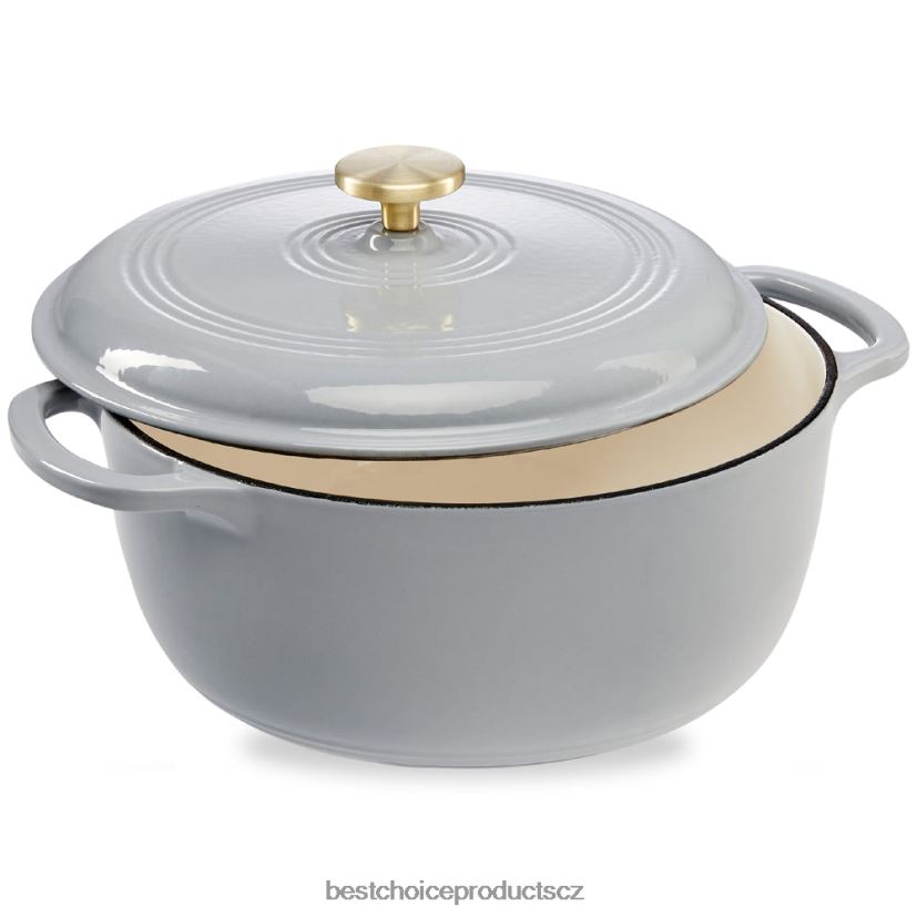 Best Choice Products litinové kuchyňské nádobí pro holandskou troubu se smaltem, rukojeti doplněk francouzská šedá FF2286333