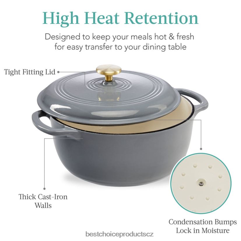 Best Choice Products litinové kuchyňské nádobí pro holandskou troubu se smaltem, rukojeti doplněk grafitově šedé FF2286327
