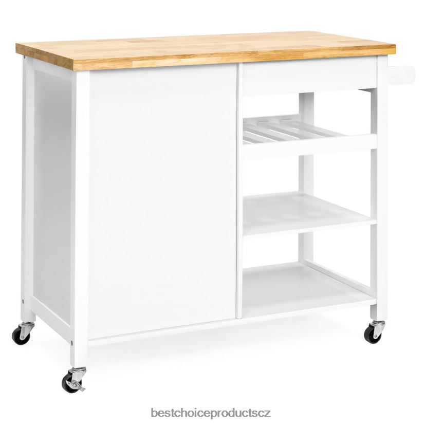 Best Choice Products mobilní kuchyňský ostrovní vozík doplněk bílý FF22861301