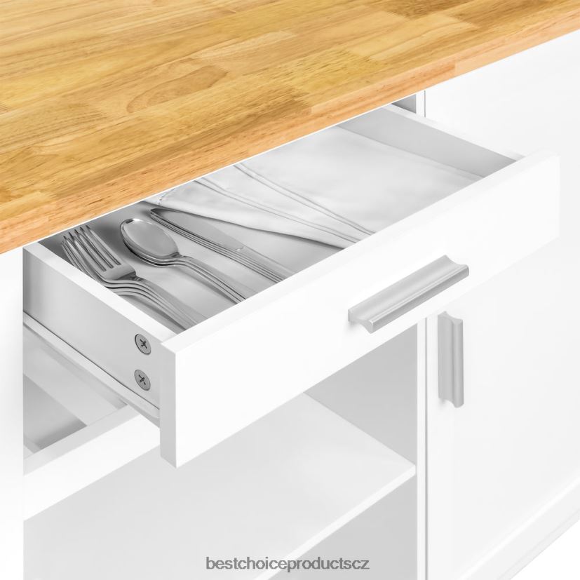 Best Choice Products mobilní kuchyňský ostrovní vozík doplněk bílý FF22861301