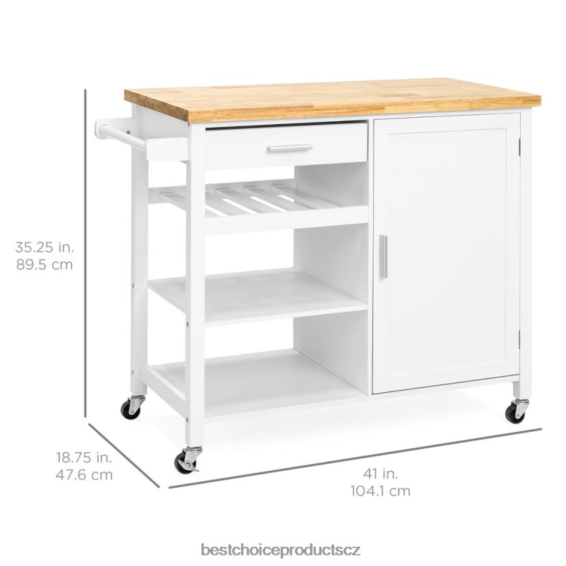 Best Choice Products mobilní kuchyňský ostrovní vozík doplněk bílý FF22861301