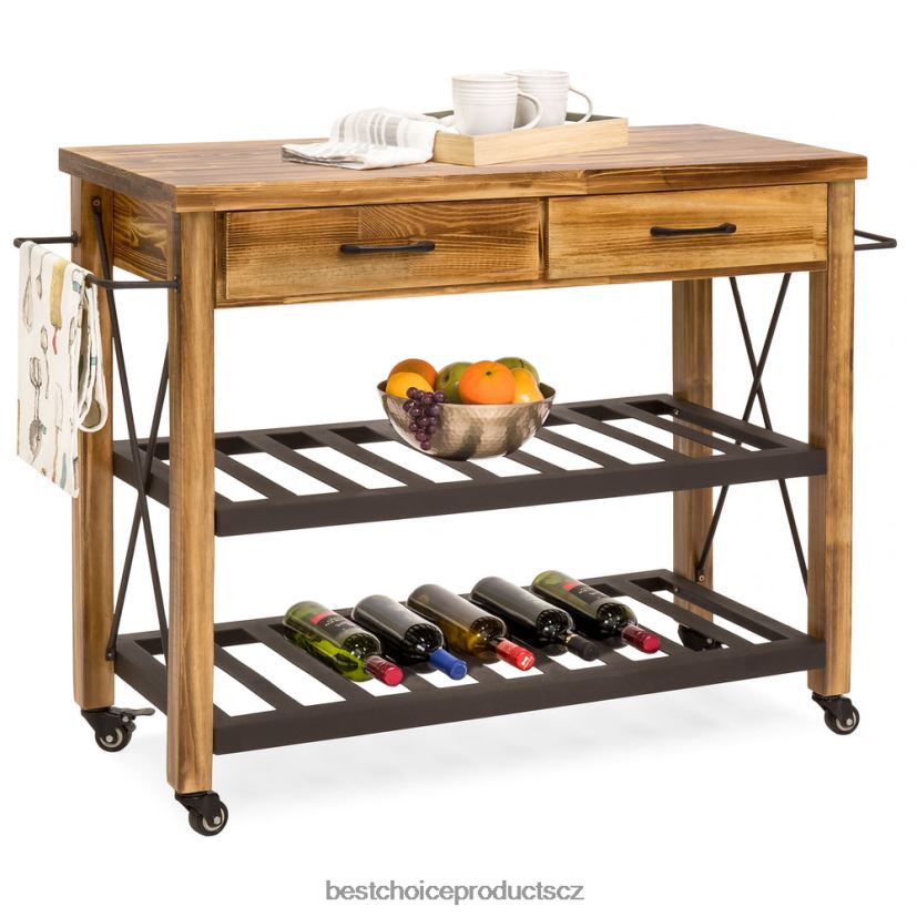 Best Choice Products průmyslový kuchyňský vozík s uzamykatelnými kolečky doplněk přírodní FF22861299