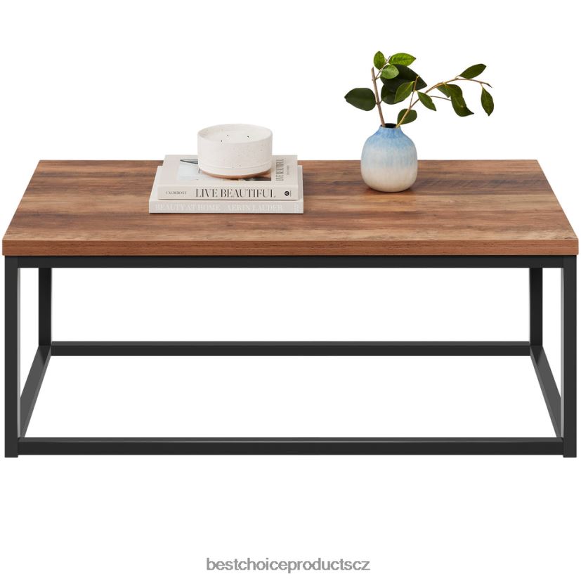 Best Choice Products 44palcový moderní průmyslový obdélníkový konferenční stolek ze dřeva s kovovým rámem doplněk hnědý FF2286721