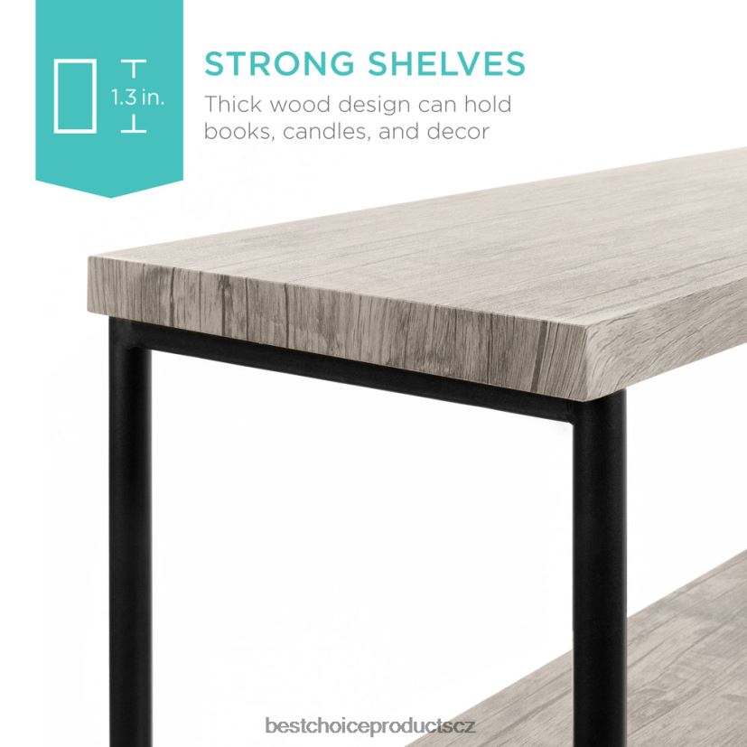 Best Choice Products 5patrová průmyslová knihovna s kovovým rámem, dřevěné police doplněk šedá FF2286690