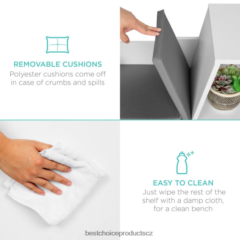 Best Choice Products Dětská knihovna se 6 kubaty s akcentem na nábytek s polstrovaným koutkem na čtení doplněk bílý FF2286734