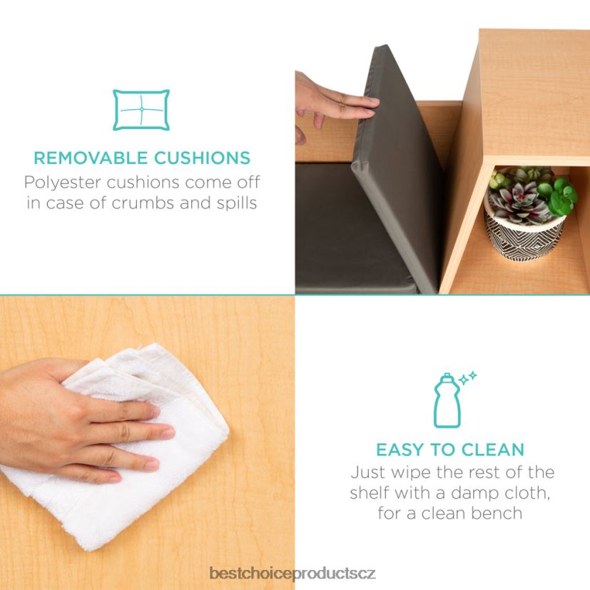 Best Choice Products Dětská knihovna se 6 kubaty s akcentem na nábytek s polstrovaným koutkem na čtení doplněk hnědý FF2286735